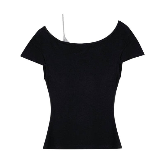 Off-shoulder wool T-shirt