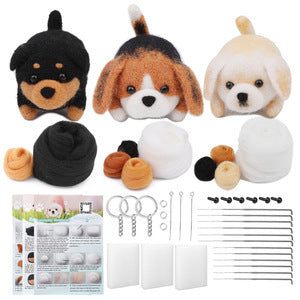 Wool felt poke poke le handmade DIY material bag cat and dog series set animal felt