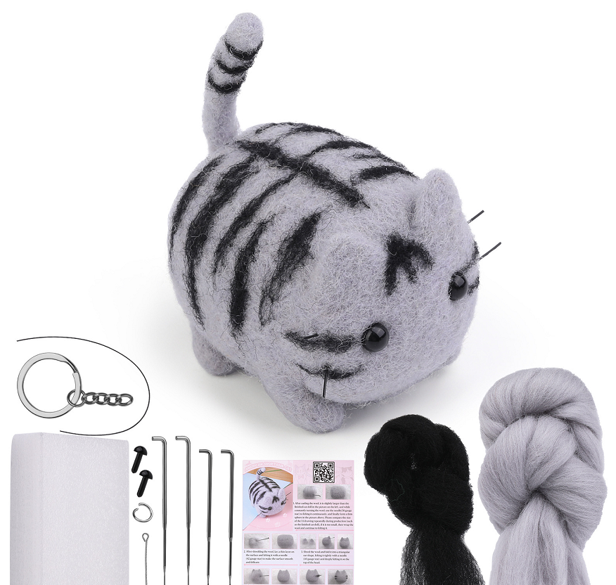 Wool felt poke poke le handmade DIY material bag cat and dog series set animal felt