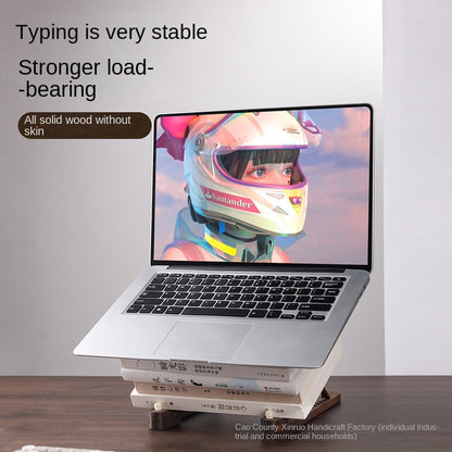 Laptop Stand Desktop Riser Elevated Ventilated Base Vertical Creative Storage Wooden Shelf