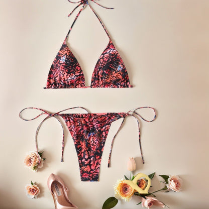 Three point bikini tie dye split swimsuit