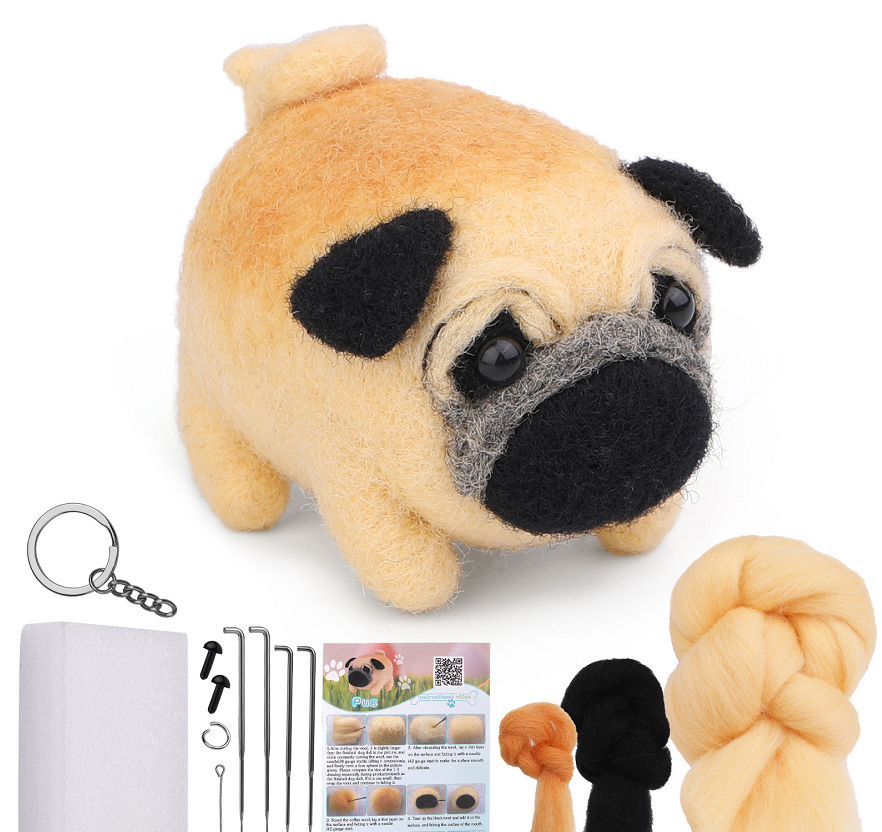 Wool felt poke poke le handmade DIY material bag cat and dog series set animal felt