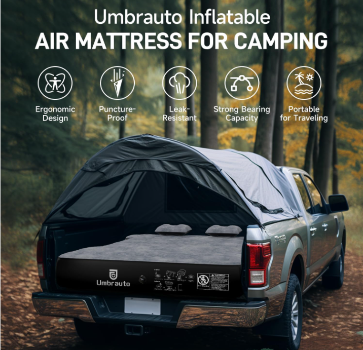 Umbratuo inflatable mattress is suitable for medium-sized short truck lathes ranging from 6-6.6 feet (approximately 1.8-2.0 mete