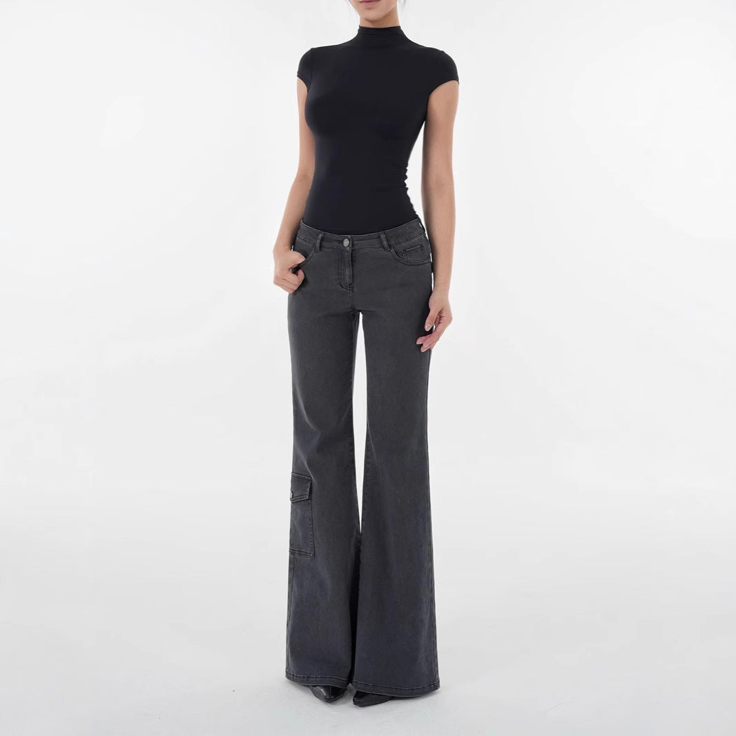 Soft High Neck Elastic Slim Fit Short Sleeve T-Shirt for Women