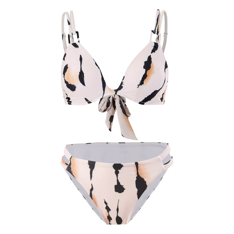 New Style Bikini Three-Piece Set Mesh Printed Long Pants Swimwear Factory Direct Wholesale