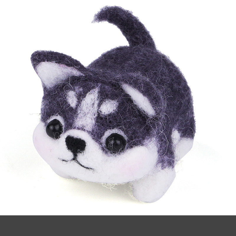 Wool felt poke poke le handmade DIY material bag cat and dog series set animal felt