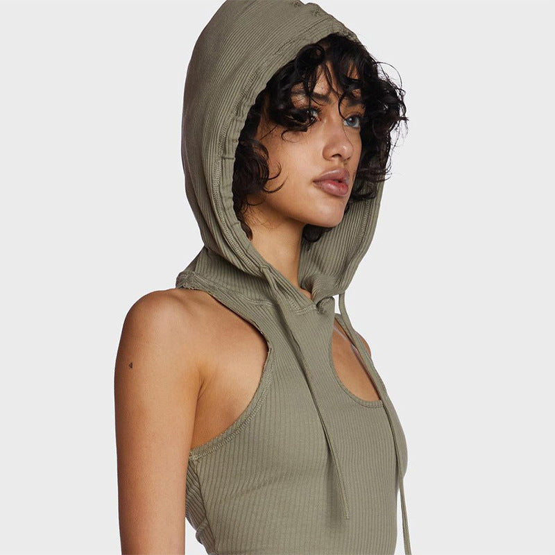Hooded Pleated Tie-Up Dress for Women, Sexy Mini Dress with Pure Seductive Look