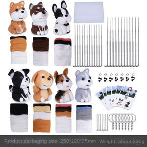 Wool felt poke poke le handmade DIY material bag cat and dog series set animal felt