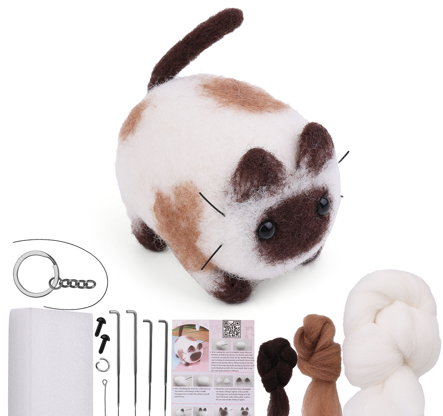 Wool felt poke poke le handmade DIY material bag cat and dog series set animal felt