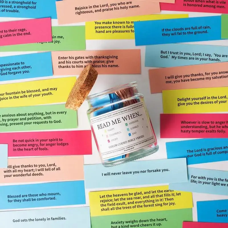 Handmade Glass Jar With Colorful Bible Verses