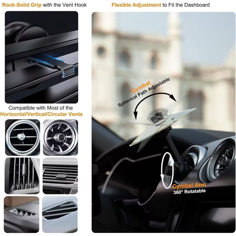 Clamp-On Mini Vent Air Percussion Alloy Disc Wind Chimes - Easy Install Car Crash Drum with Decorative Design