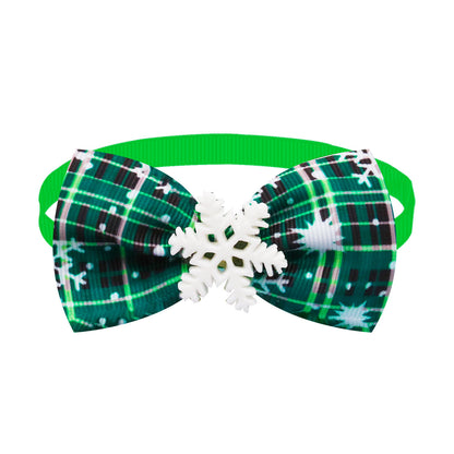 Christmas Dog Printed Pet Tie Collar Bow Accessories Cat Threaded Ribbon