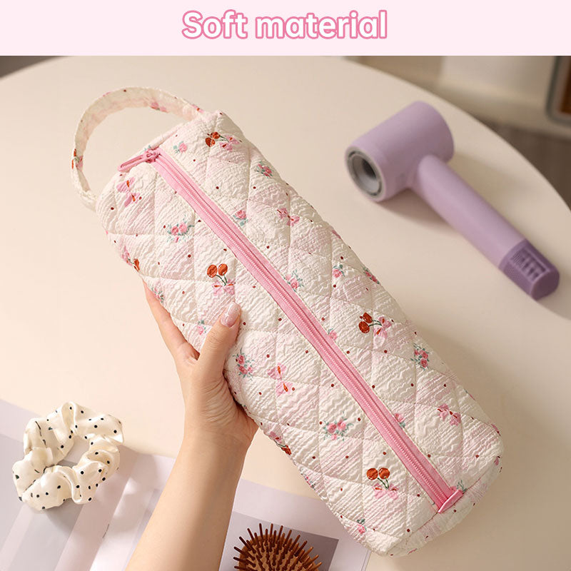 Padded Hair Dryer & Curling Iron Storage Bag | Large Cotton Dustproof Travel Case with Handle
