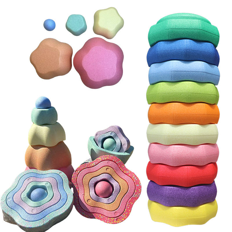 Stacking River Stones Flower Stepping Stones Kindergarten Sensory Integration Balance Training Light-Up Bridge Step Stones