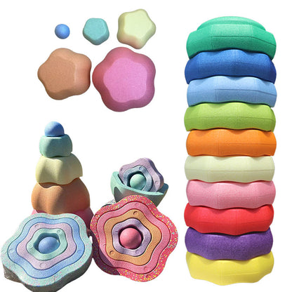 Stacking River Stones Flower Stepping Stones Kindergarten Sensory Integration Balance Training Light-Up Bridge Step Stones