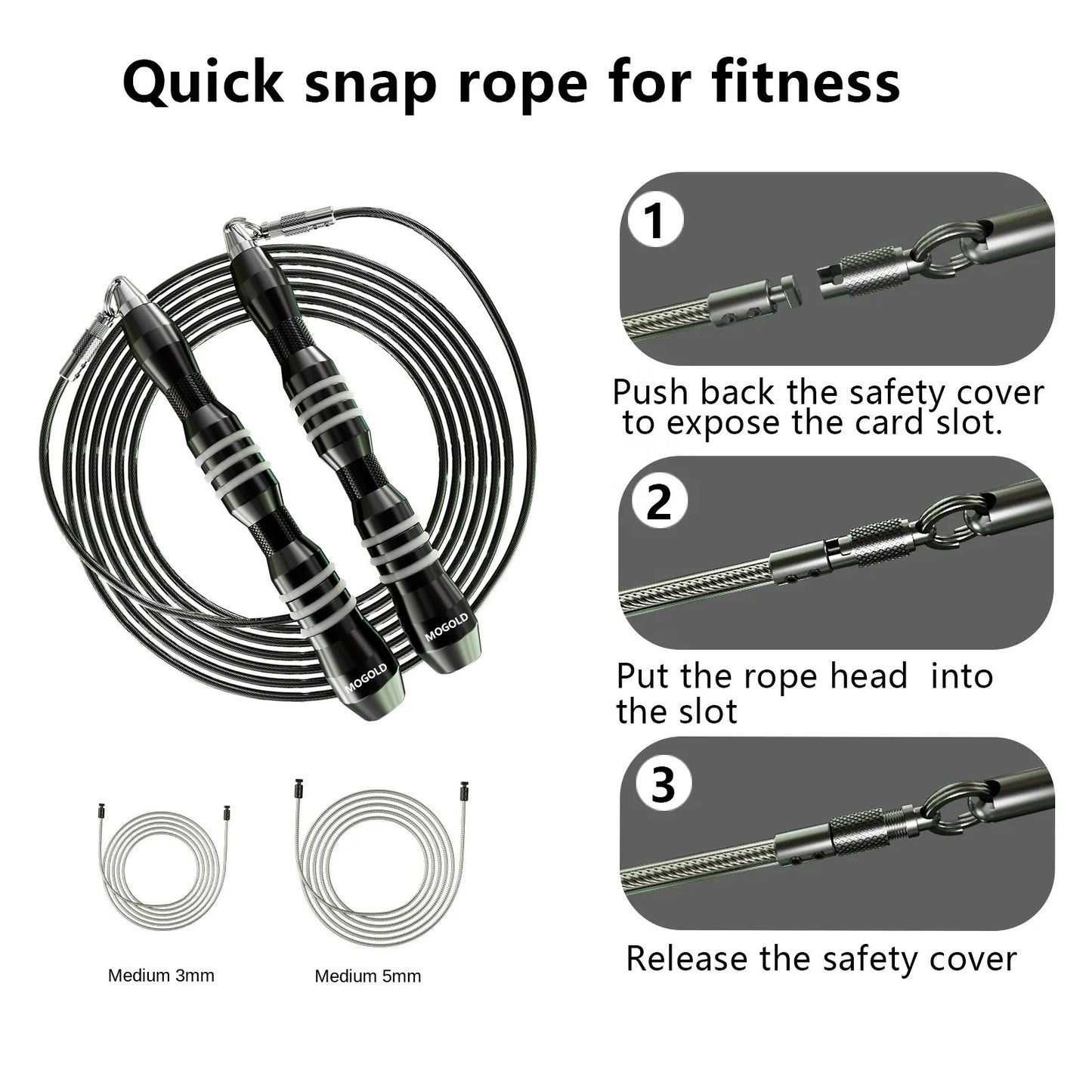 Quick Release Aluminum Dual Rope 3/5mm Handle Pure Steel Wire High Precision Bearing Racing Competition Sports Jump Rope