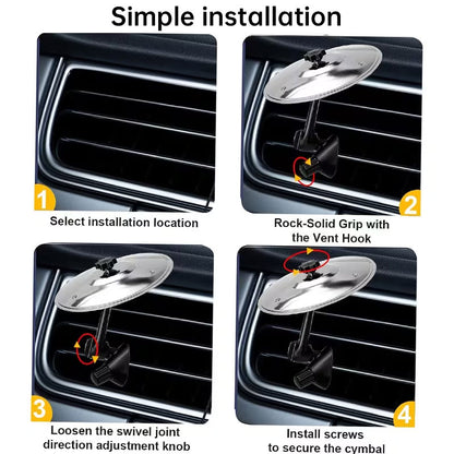 Clamp-On Mini Vent Air Percussion Alloy Disc Wind Chimes - Easy Install Car Crash Drum with Decorative Design