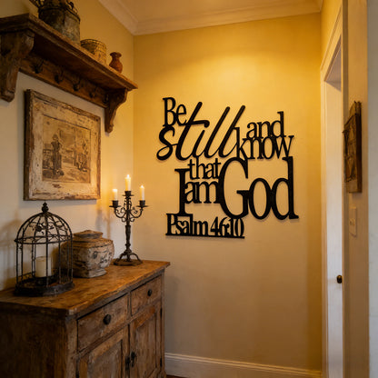Simple Style "Be Still and Know That I Am God" Letter Metal Wall Art