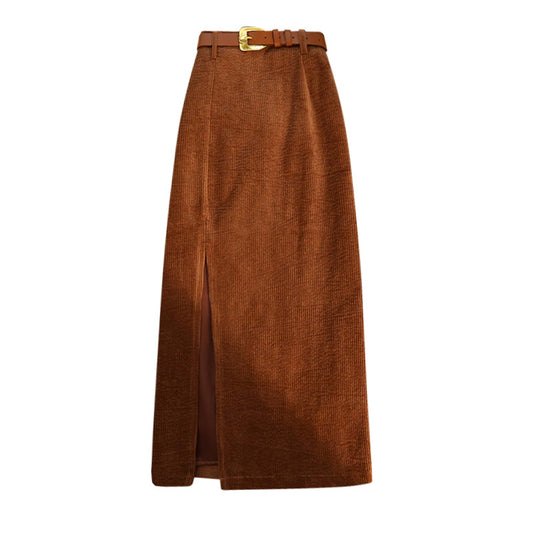 Corduroy slit skirt for women