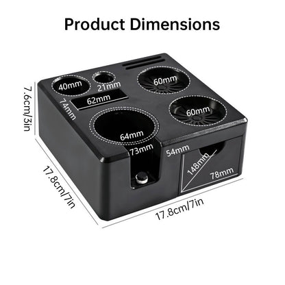 Universal Coffee Tamping Station: 51/53/54/58mm Distributor & Tamper Stand with Multi-Functional Storage Rack