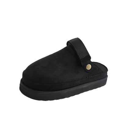 Thick-soled Canvas Slip-On Moccasin-Style Half Slippers for Women