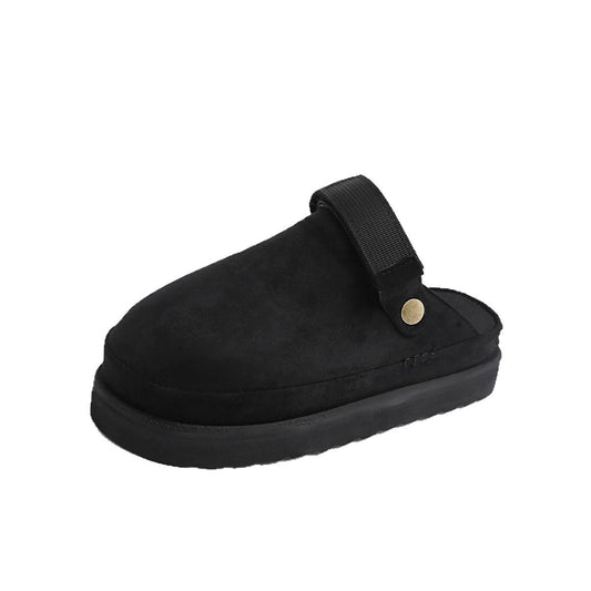 Thick-soled Canvas Slip-On Moccasin-Style Half Slippers for Women