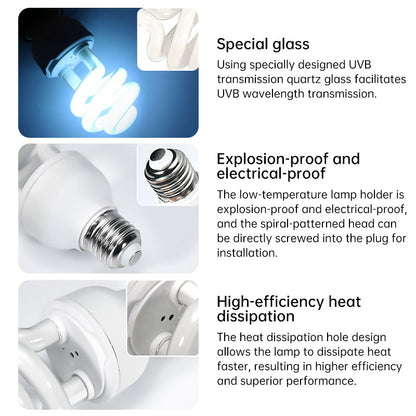 UVB 5.0 10.0 Reptile Heating Lamp13W 26W UVB Rays Energy Heating Light EU/US Calcium-enriched Bulb Lamp for Turtle Lizard Snake