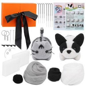 Wool felt poke poke le handmade DIY material bag cat and dog series set animal felt