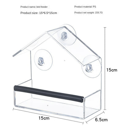 Plastic Bird Cage Outdoor Adhesive Hummingbird Feeder Full View Transparent Organic Glass Bird Nest