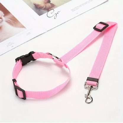 Pet Car Safety Belt Ring Dog Rear Seat Harness Adjustable Lead for Safe Travel