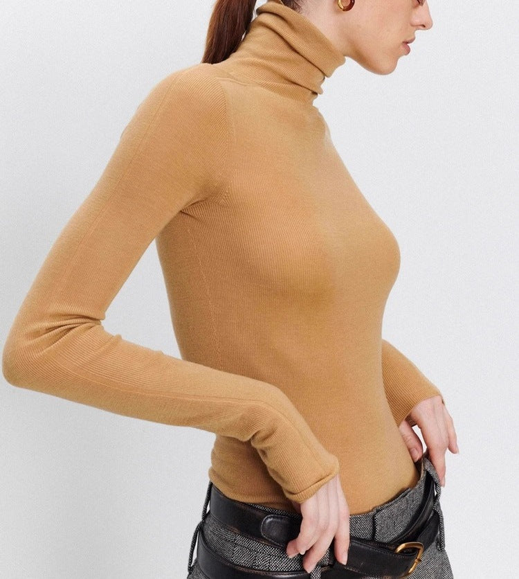 Minimalist Wool Seamless Knit  Base Layer Top Long Sleeve