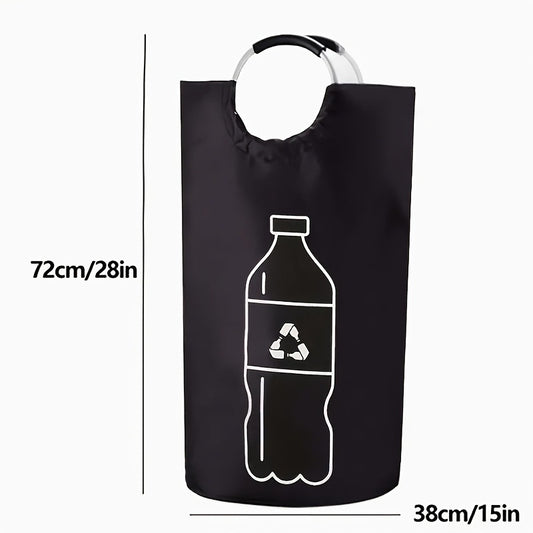 Large-Capacity 82L Storage Basket with Aluminum Handles, Foldable Recycling Bin & Wastewater Collection Bag
