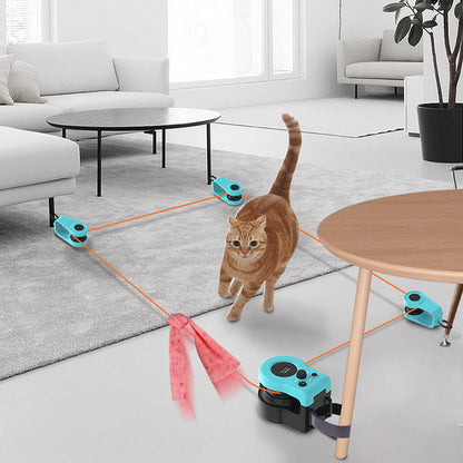 Automatic/Remote Control Cat Toys, Interactive Cat Exercise Wheel with Adjustable Speed, Simulated Hunting Toy for Indoor Cats