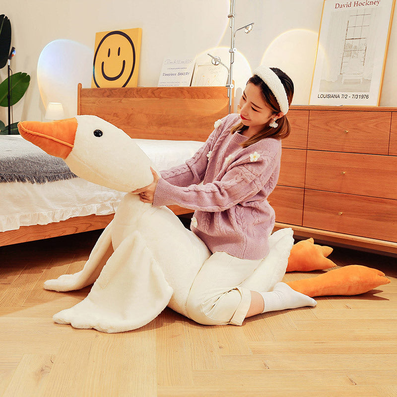 Colorful Goose Plush Pillow Long Body Sleeping Stuffed Animal Soft Toy Doll Pillow Birthday Gift