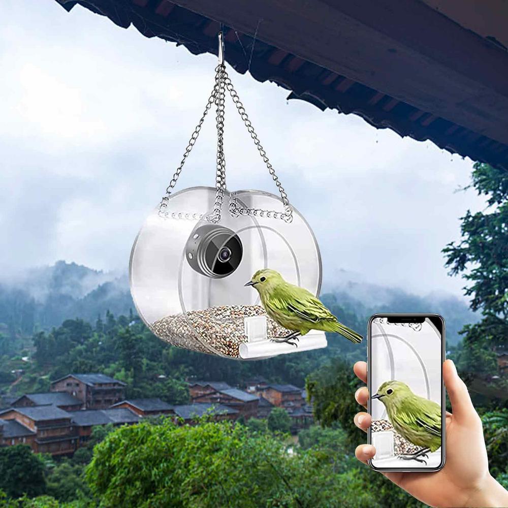 Outdoor Real-Time Monitoring Bird Feeder with HD Camera WiFi Transparent Visible Feeding