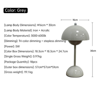 Nordic Mushroom Night Light, Rechargeable Touch LED Lamp for Home Decor, Bedroom, Desk, Wedding Decorations