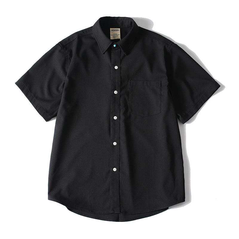 Color Short Sleeve Shirt for Men, Retro Loose Fit Button-Up Casual Blouse
