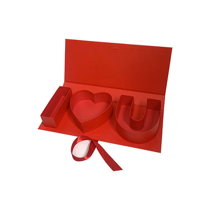 Large Rectangular Letter-Shaped Jewelry Gift Box, Romantic Red with Flowers, Thick Paper, 'Te Amo' Love Phrase