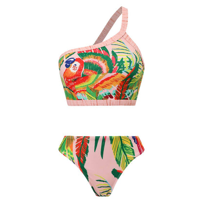 Vintage High-Waist Three-Piece Swimsuit