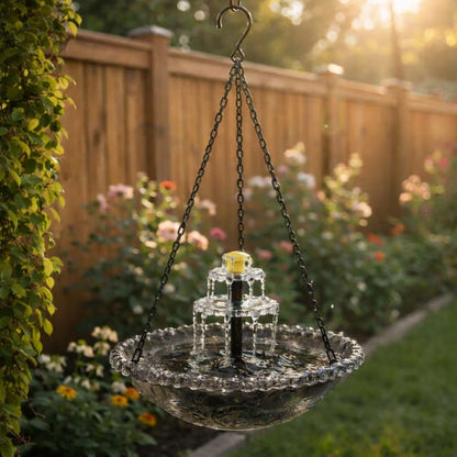 Solar Cascade Hanging Bird Bath Fountain