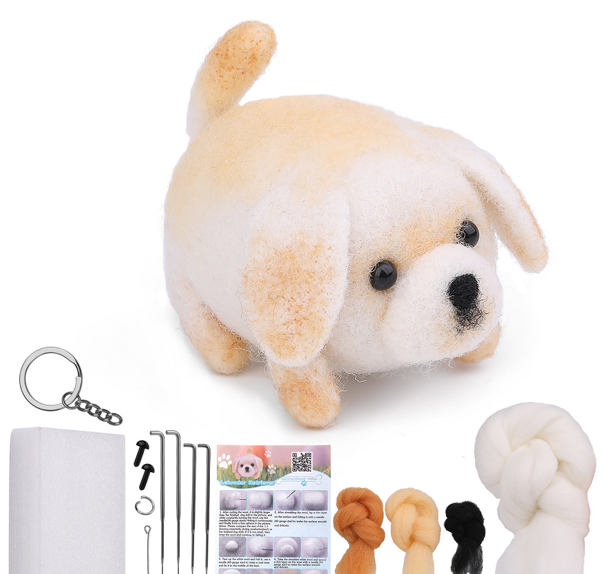 Wool felt poke poke le handmade DIY material bag cat and dog series set animal felt