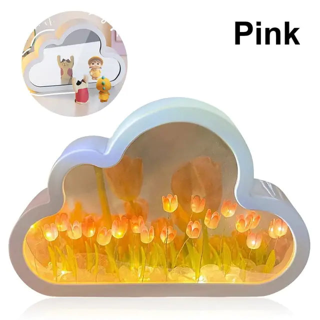 Handmade Cloud Tulip Mirror Night Light