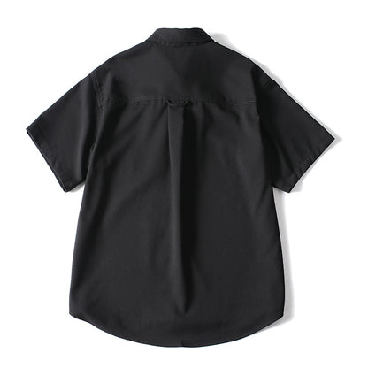 Color Short Sleeve Shirt for Men, Retro Loose Fit Button-Up Casual Blouse