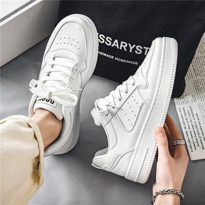 Spring New Breathable White Sneakers for Students, Fashionable and Versatile Chunky Sole Casual Athletic Shoes for Teens, Low-Top Skate Style