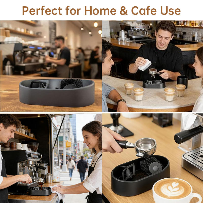 Coffee Portafilter Cleaning Kit - Machine Brush & Stand Set for Espresso, Wine Barrel, Bar & Stainless Steel Kitchen Tools