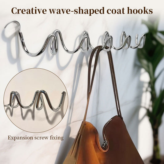 Waterproof Wave-Design Wall Hook: Minimalist Metal Storage Hook for Various Items, Creative Space-Saving for Home