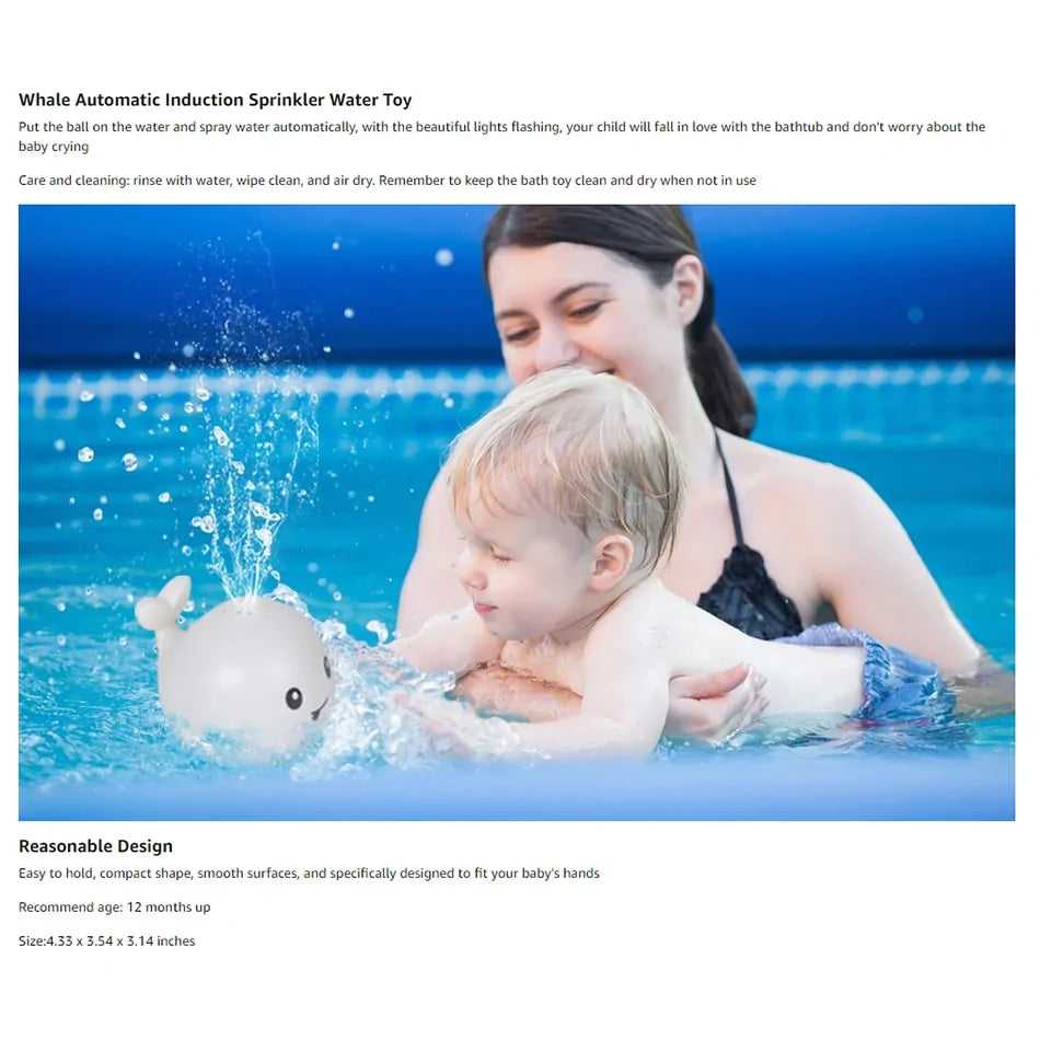 "Electric Whale Bath Ball: Water Spray Shower Toy with Light and Music