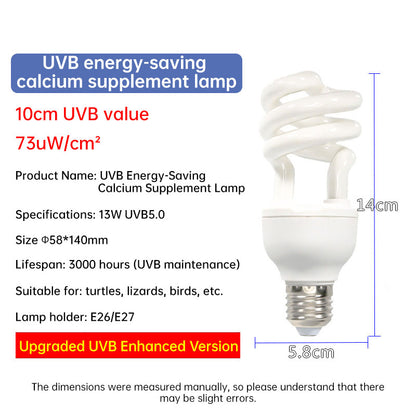 UVB 5.0 10.0 Reptile Heating Lamp13W 26W UVB Rays Energy Heating Light EU/US Calcium-enriched Bulb Lamp for Turtle Lizard Snake