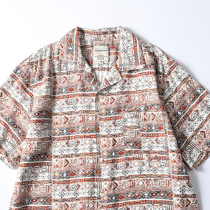 Hawaiian Print Short Sleeve Cuban Collar Loose Fit Casual Shirt