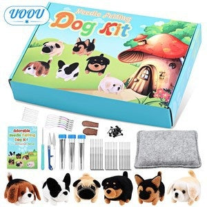 Wool felt poke poke le handmade DIY material bag cat and dog series set animal felt